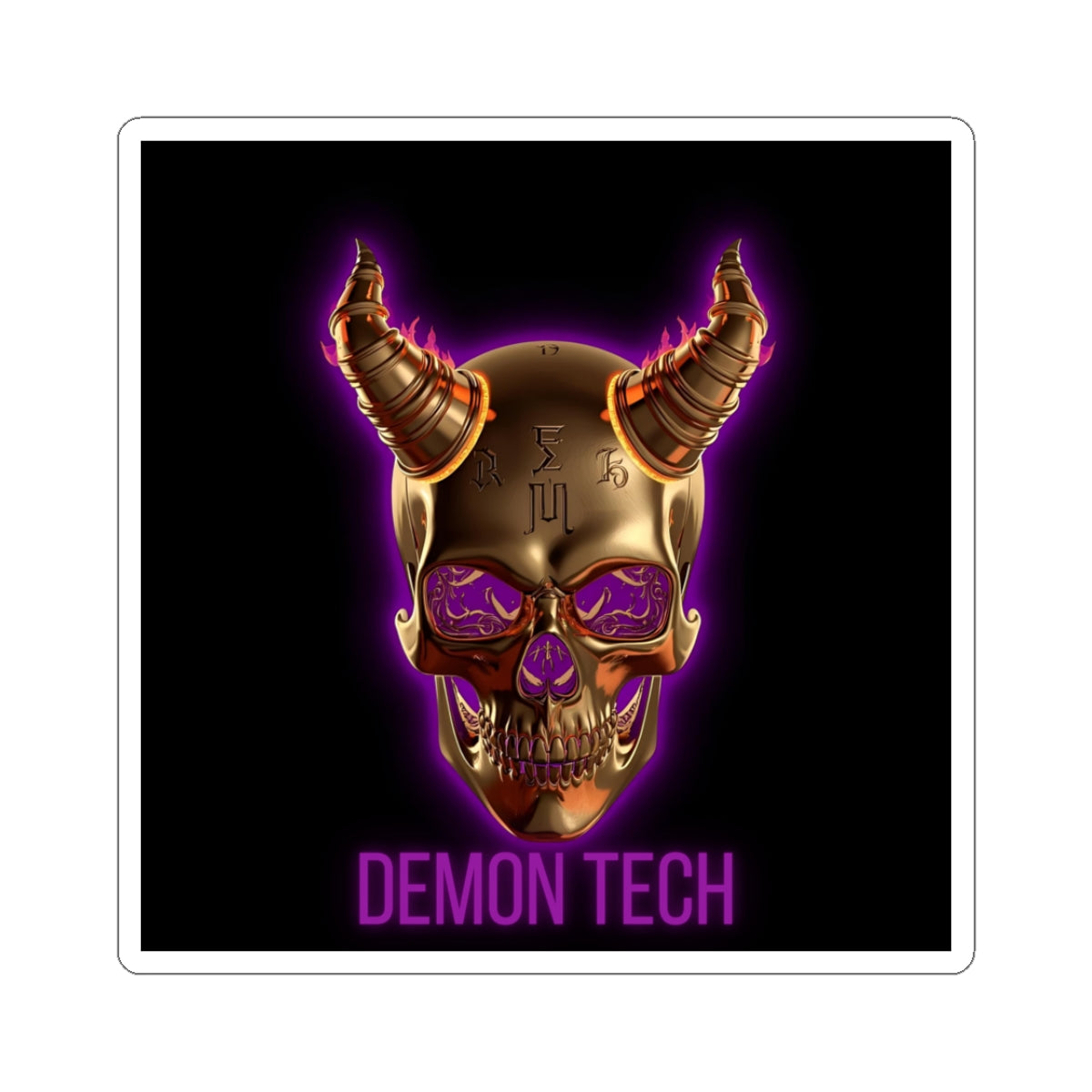 Demon Tech Stickers, Edgy Laptop Decal, Horror Skull Design, Unique Gift for Gamers, Halloween Decor
