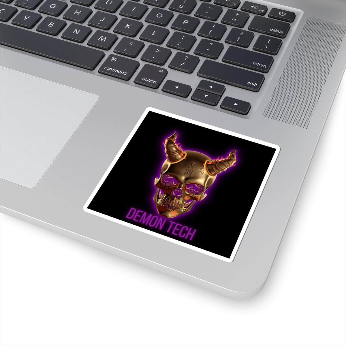 Demon Tech Stickers, Edgy Laptop Decal, Horror Skull Design, Unique Gift for Gamers, Halloween Decor