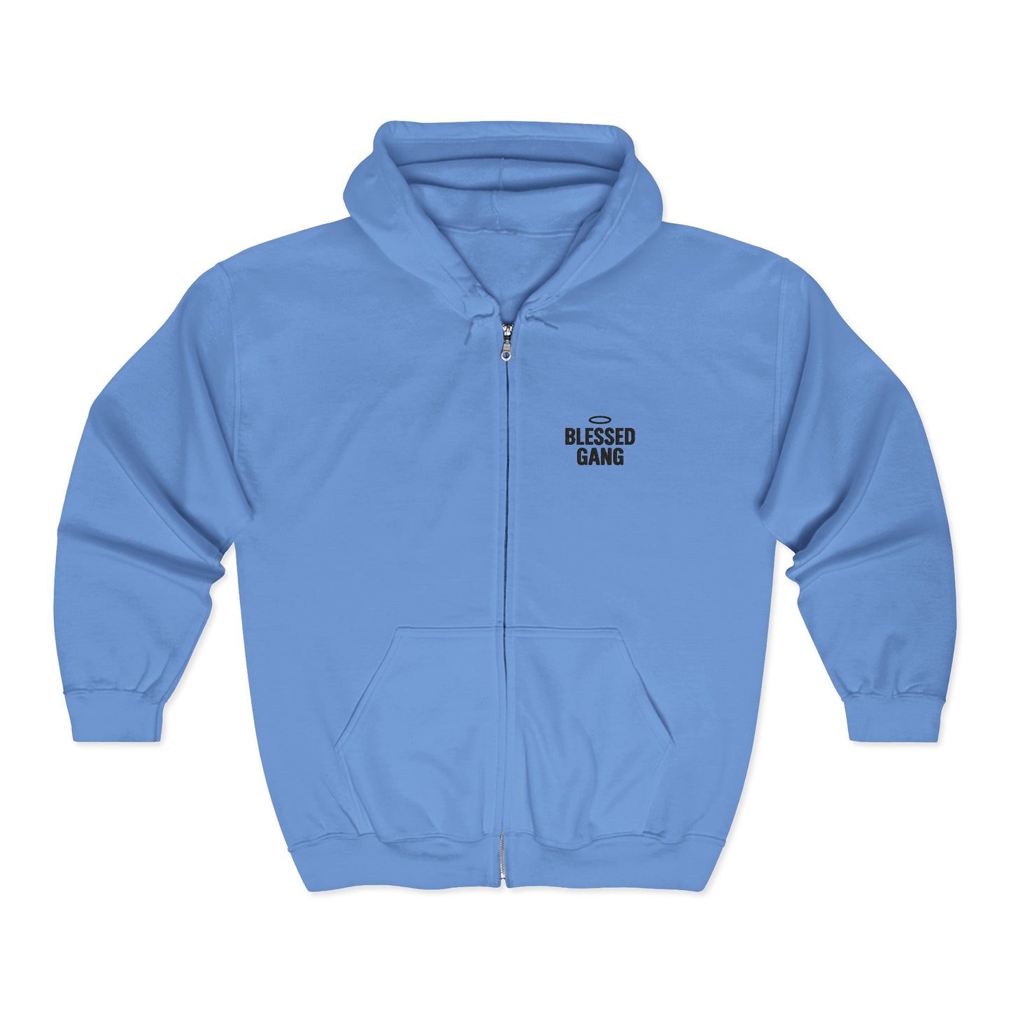 Blessed Gang Zip Hoodie - Minimal Spiritual Full-Zip Sweatshirt