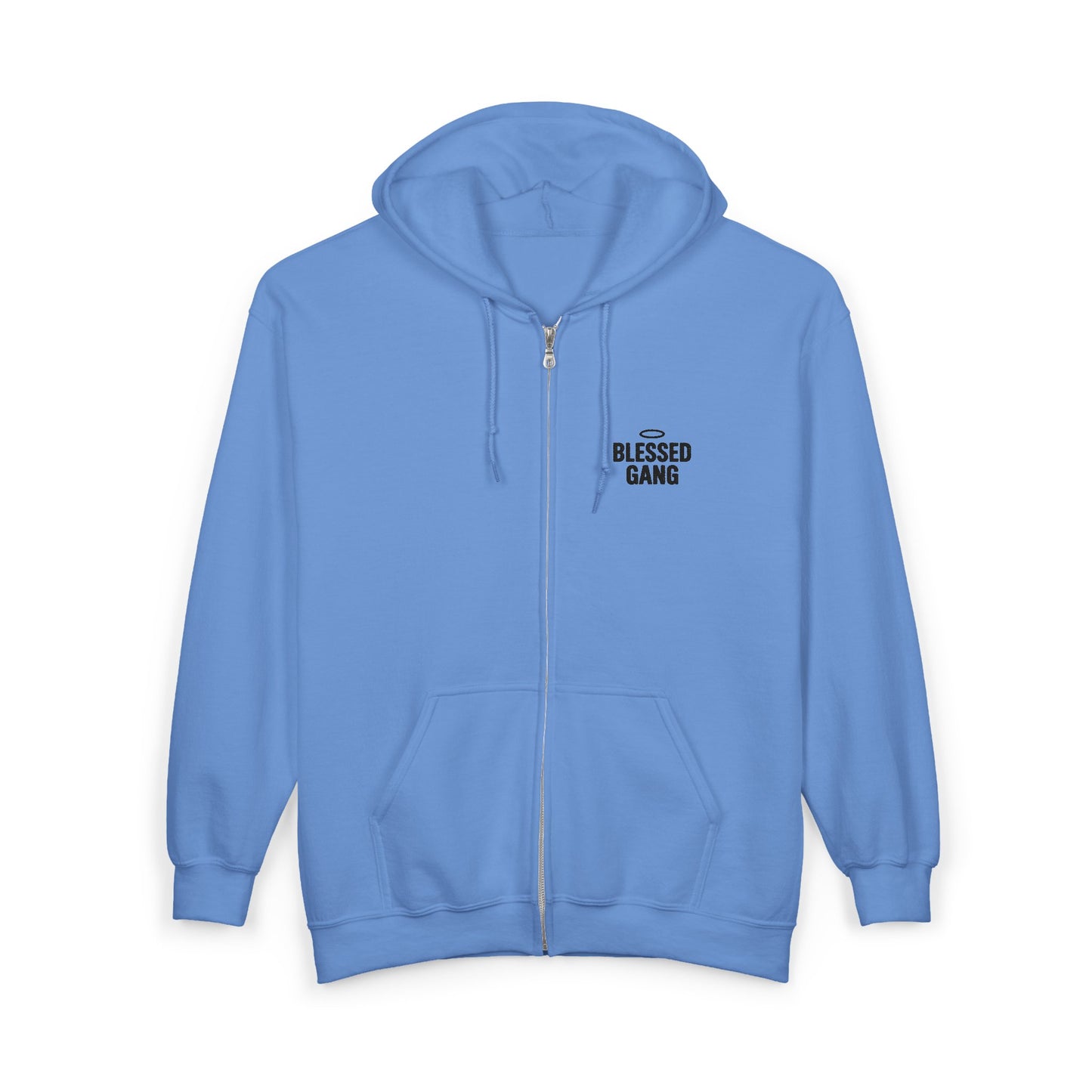 Blessed Gang Zip Hoodie - Minimal Spiritual Full-Zip Sweatshirt