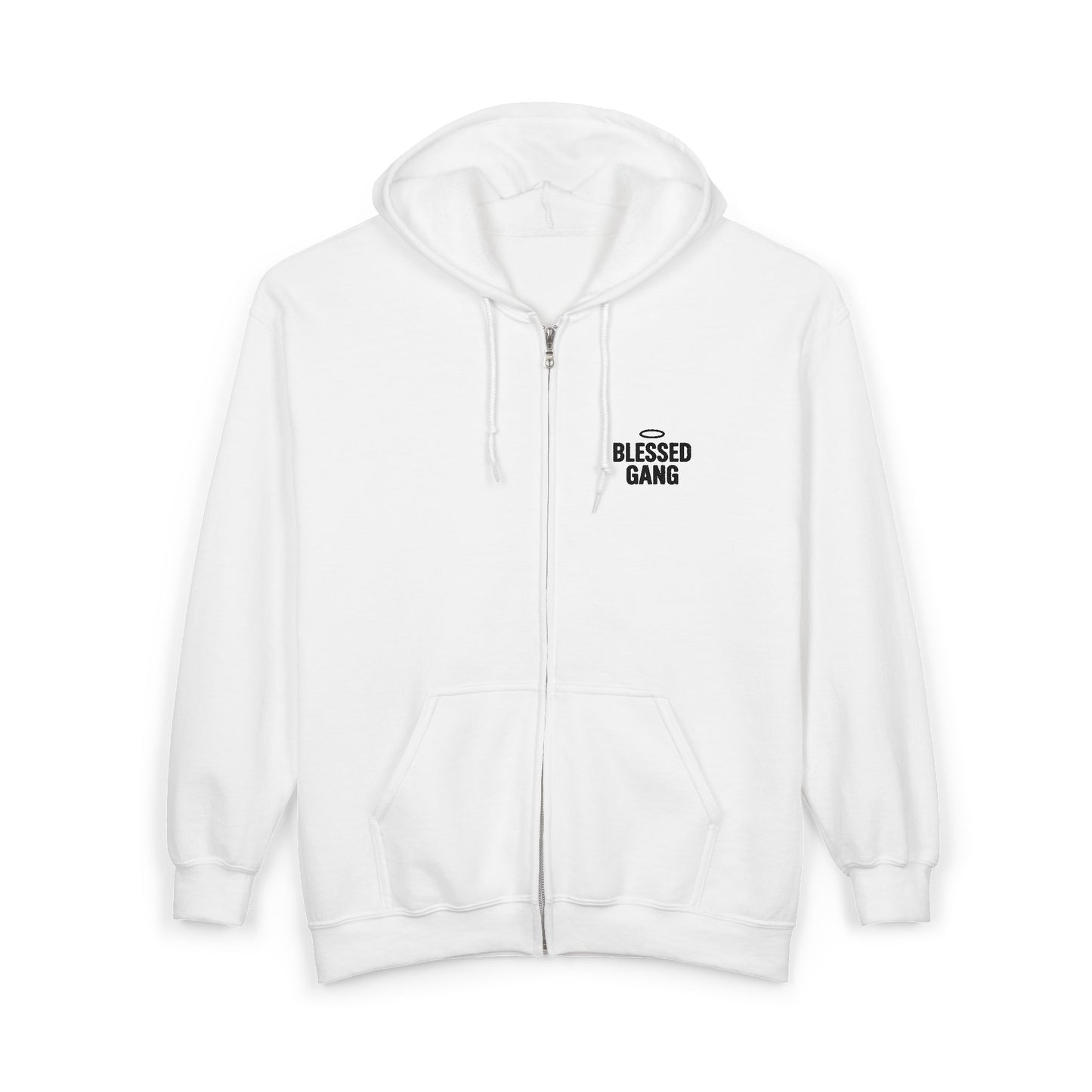 Blessed Gang Zip Hoodie - Minimal Spiritual Full-Zip Sweatshirt