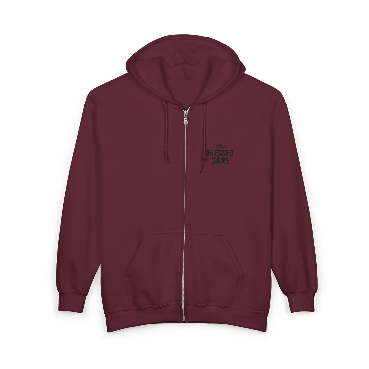 Blessed Gang Zip Hoodie - Minimal Spiritual Full-Zip Sweatshirt
