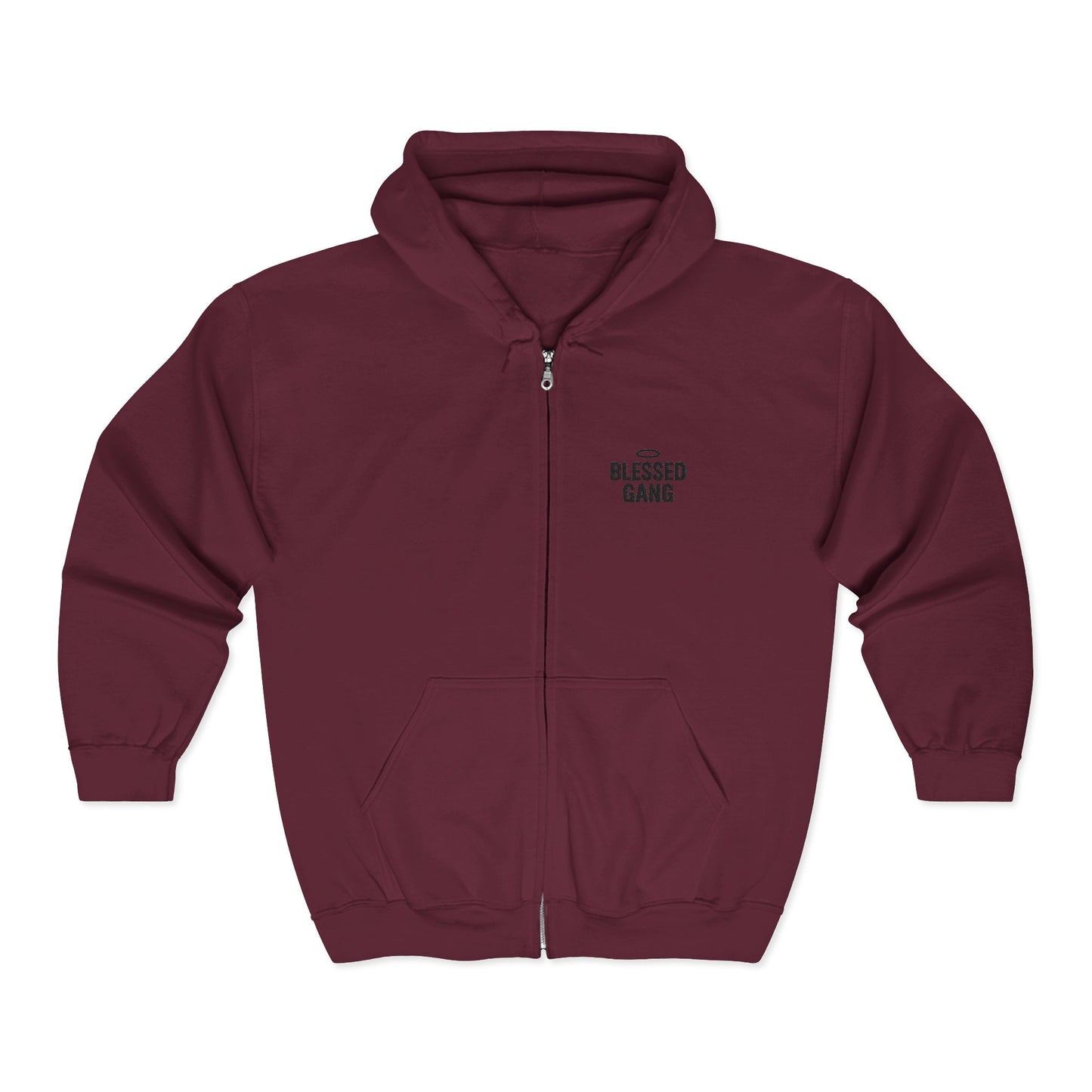 Blessed Gang Zip Hoodie - Minimal Spiritual Full-Zip Sweatshirt