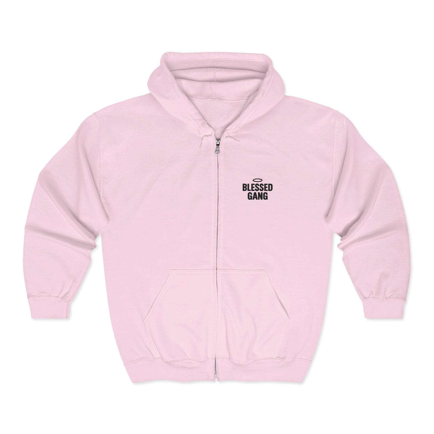 Blessed Gang Zip Hoodie - Minimal Spiritual Full-Zip Sweatshirt