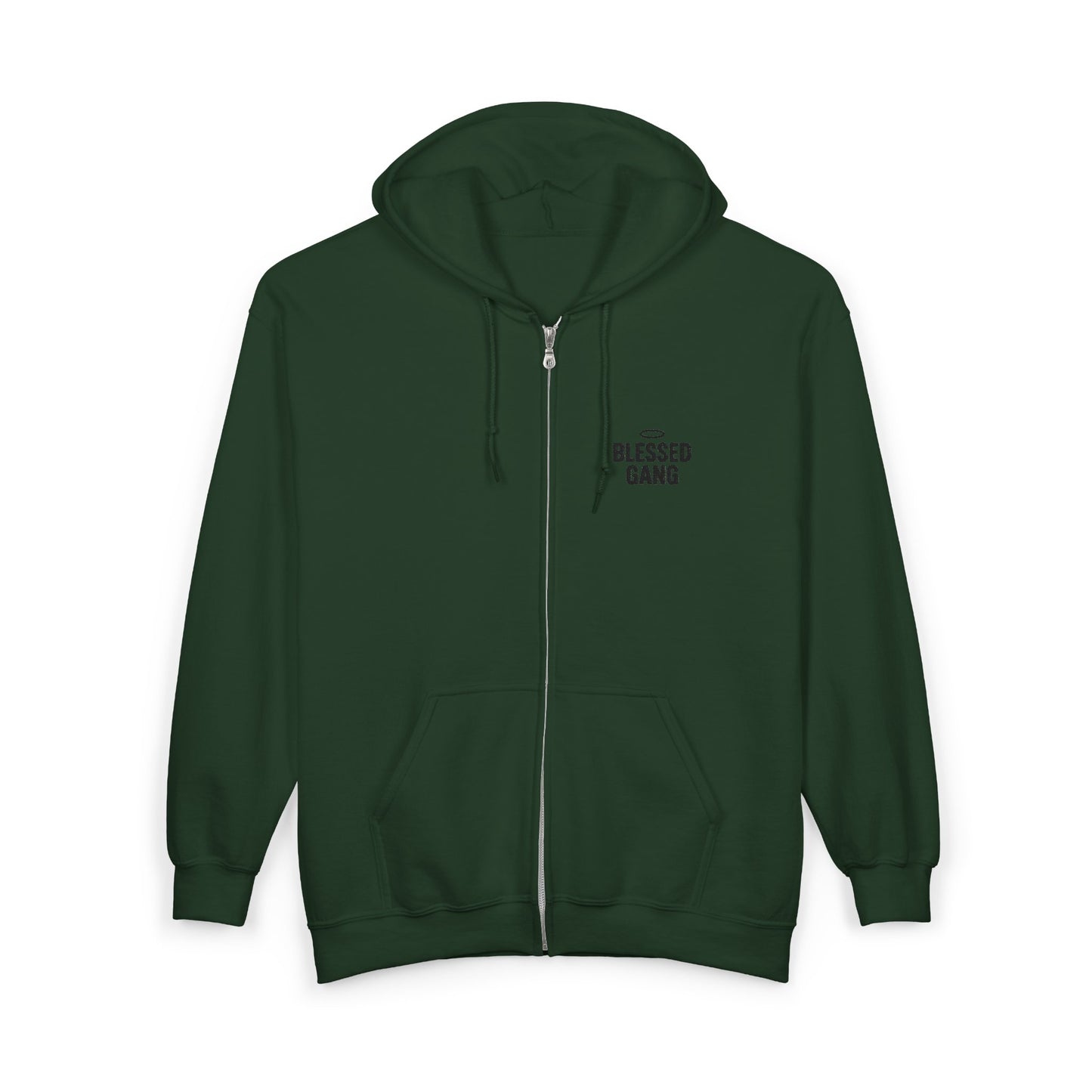 Blessed Gang Zip Hoodie - Minimal Spiritual Full-Zip Sweatshirt