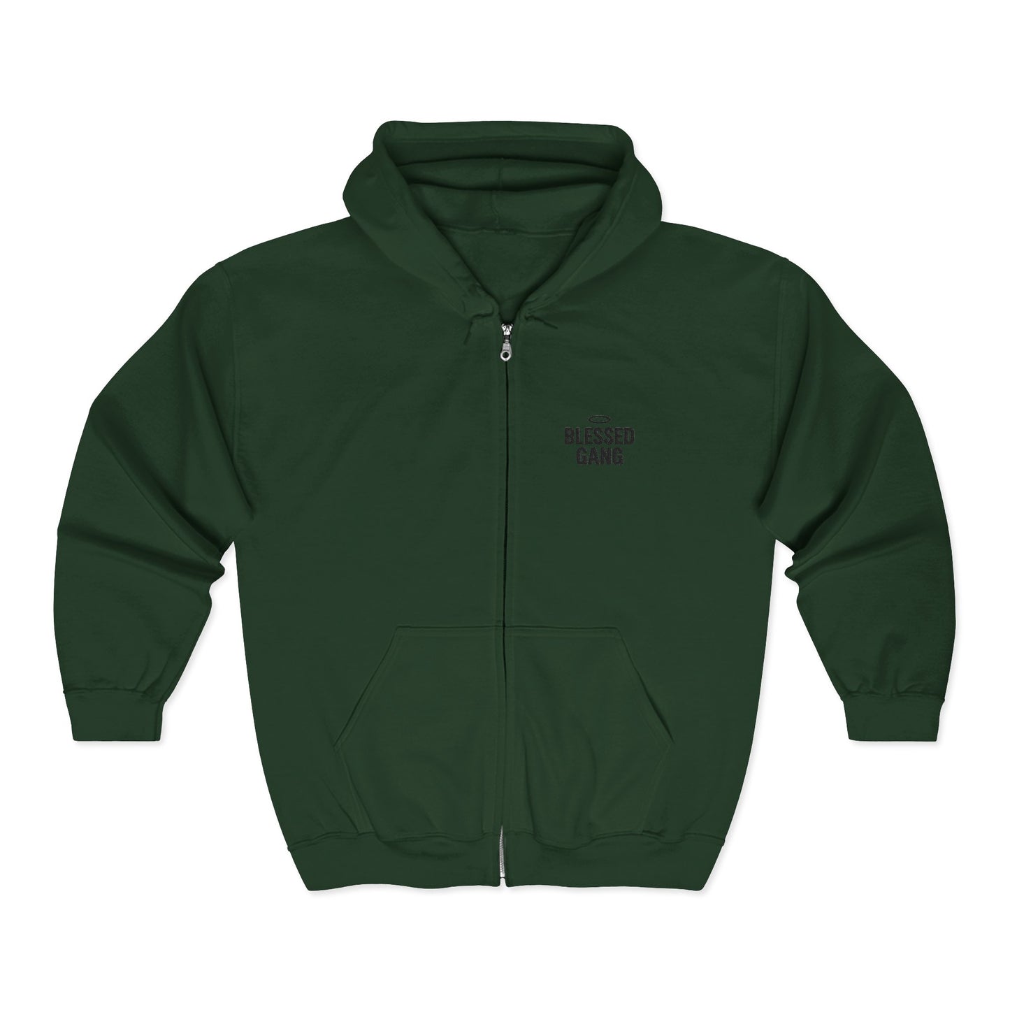 Blessed Gang Zip Hoodie - Minimal Spiritual Full-Zip Sweatshirt