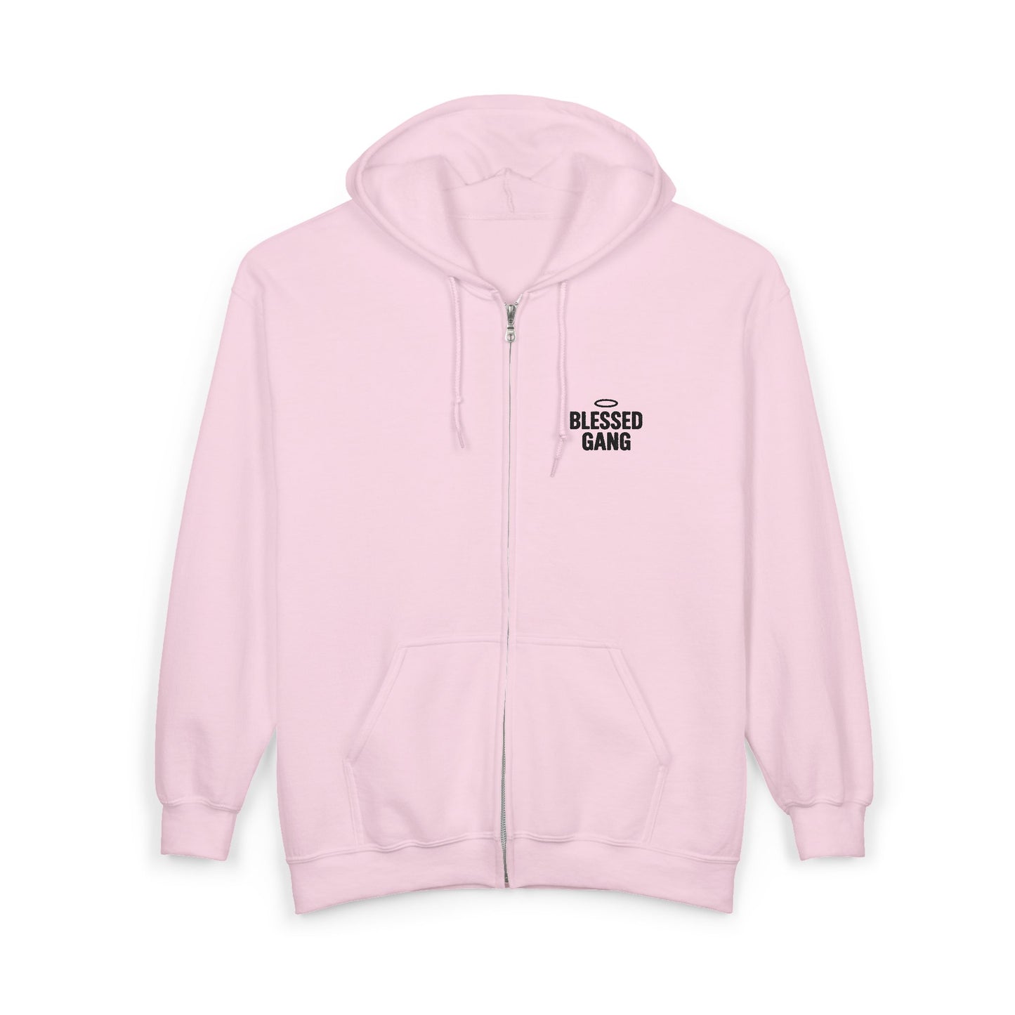 Blessed Gang Zip Hoodie - Minimal Spiritual Full-Zip Sweatshirt