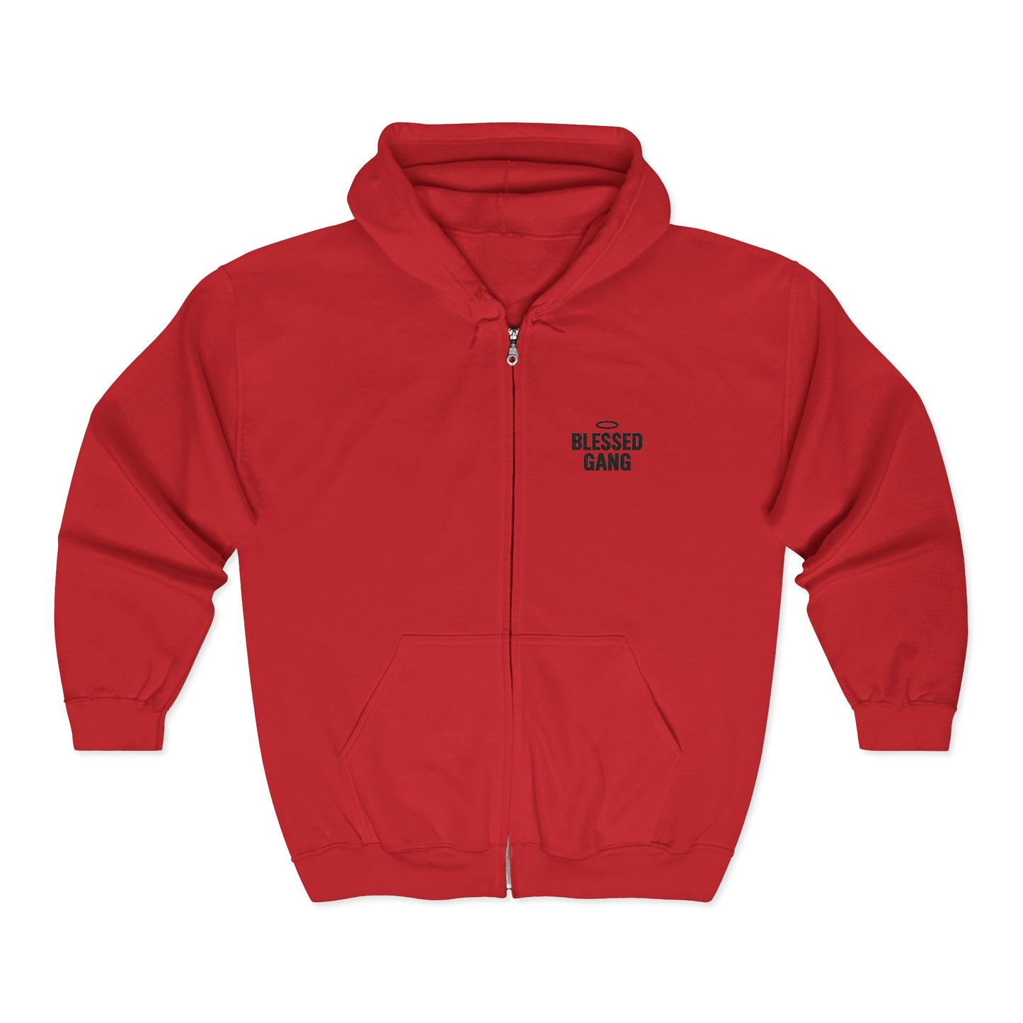 Blessed Gang Zip Hoodie - Minimal Spiritual Full-Zip Sweatshirt